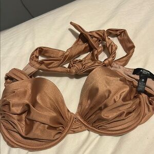 Aqua Copper Satin Underwire Bikini Top - Bronze Brown